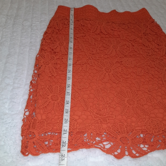 Orange lace midi skirt with lining - Picture 7 of 11